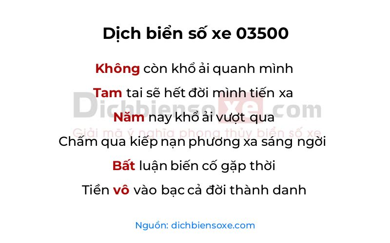 Dịch thơ biển số 03500