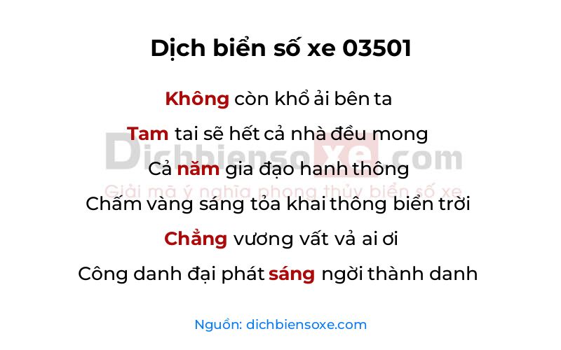 Dịch thơ biển số 03501