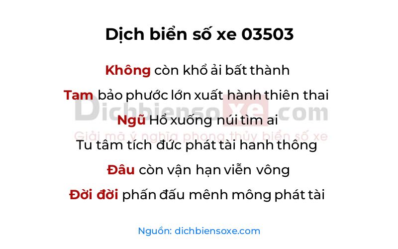 Dịch thơ biển số 03503