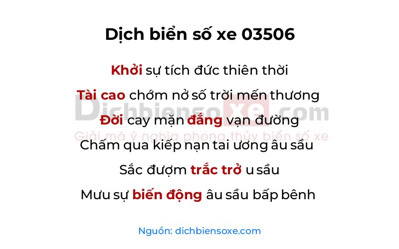 Dịch thơ biển số 03506