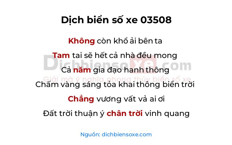 Dịch thơ biển số 03508