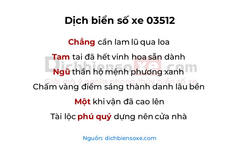 Dịch thơ biển số 03512