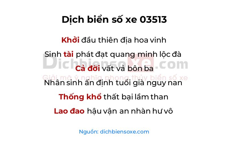 Dịch thơ biển số 03513