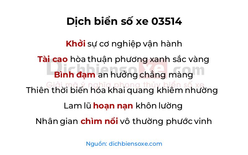 Dịch thơ biển số 03514