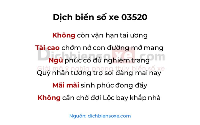 Dịch thơ biển số 03520