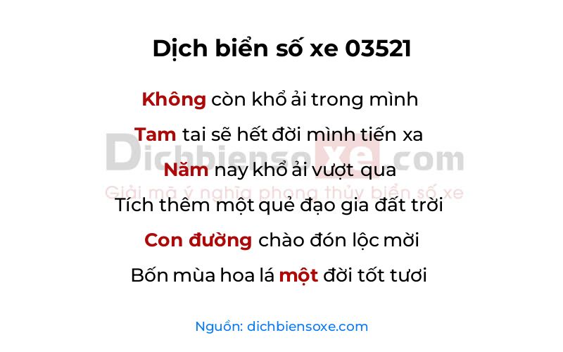 Dịch thơ biển số 03521