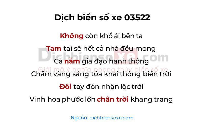 Dịch thơ biển số 03522