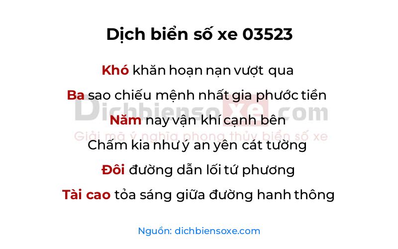 Dịch thơ biển số 03523