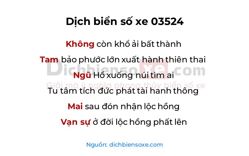 Dịch thơ biển số 03524