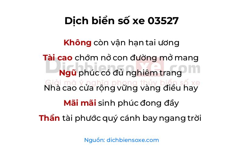 Dịch thơ biển số 03527
