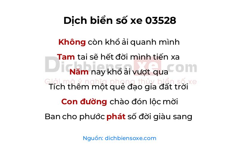 Dịch thơ biển số 03528