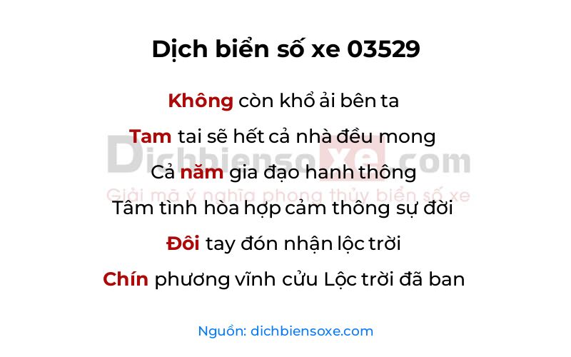 Dịch thơ biển số 03529