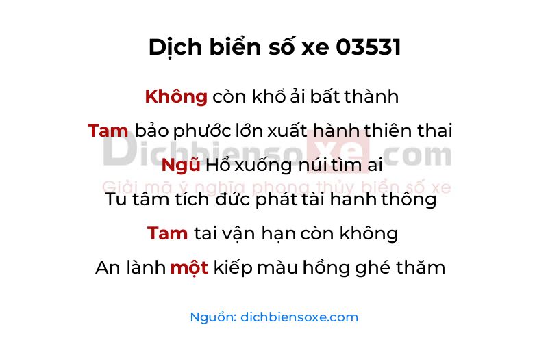 Dịch thơ biển số 03531