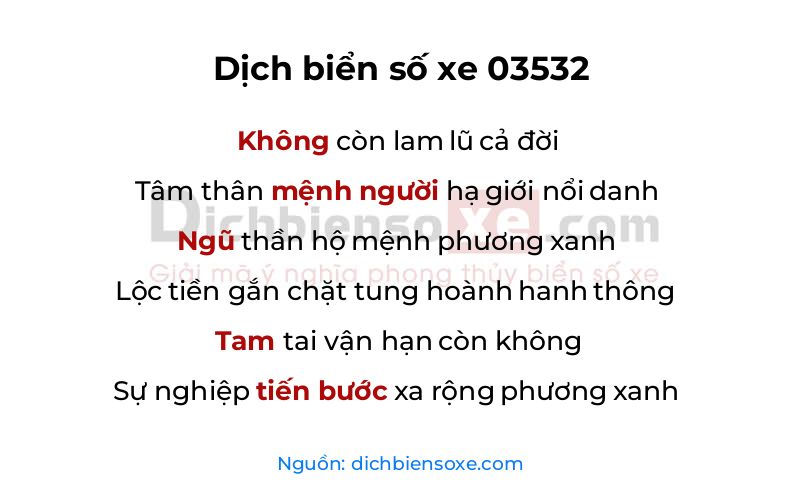 Dịch thơ biển số 03532