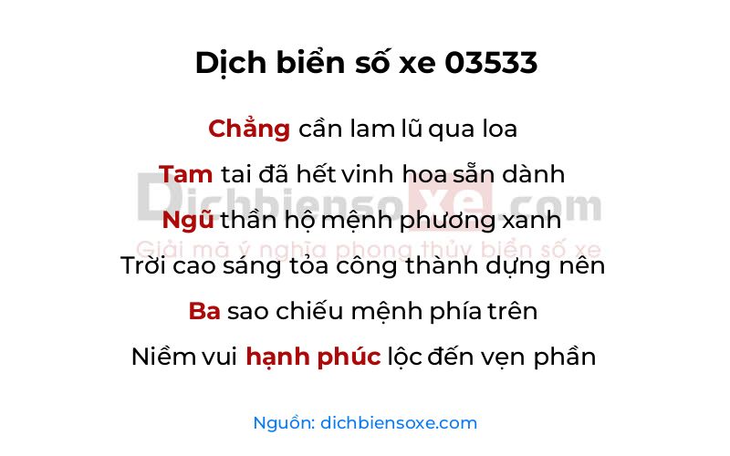 Dịch thơ biển số 03533