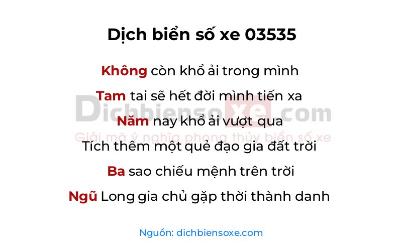Dịch thơ biển số 03535