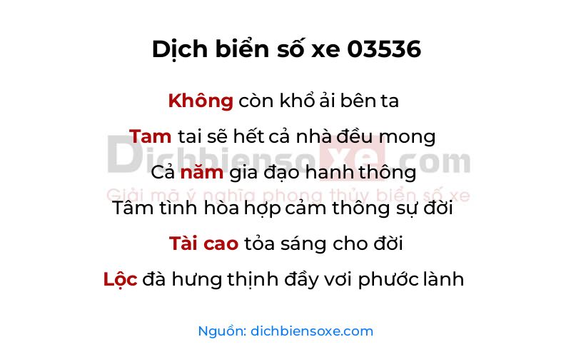 Dịch thơ biển số 03536