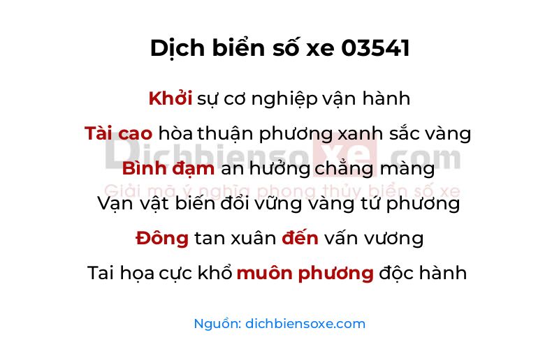 Dịch thơ biển số 03541