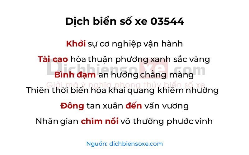 Dịch thơ biển số 03544