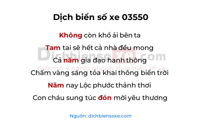 Dịch thơ biển số 03550