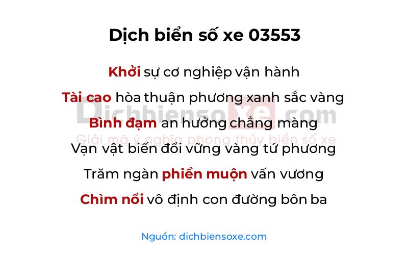 Dịch thơ biển số 03553