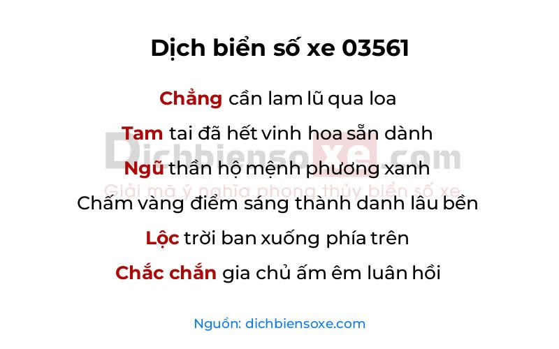 Dịch thơ biển số 03561