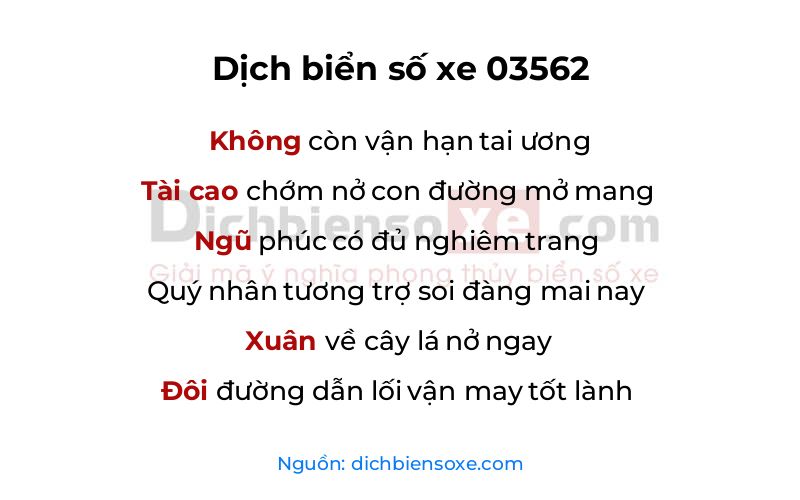 Dịch thơ biển số 03562