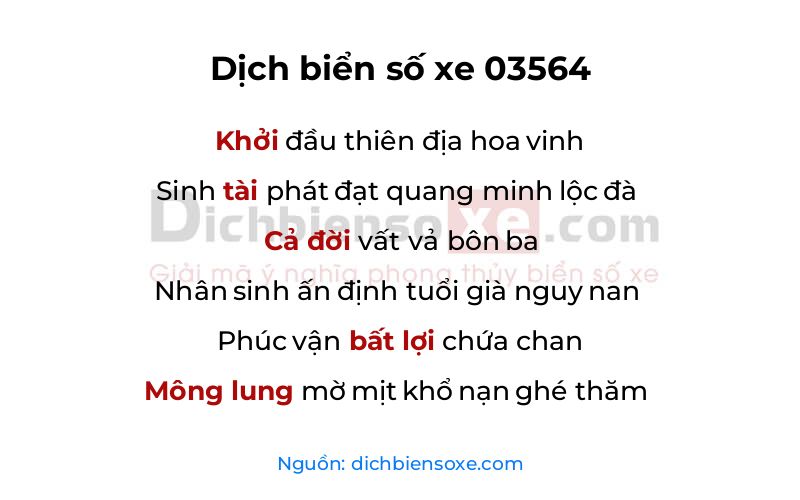 Dịch thơ biển số 03564