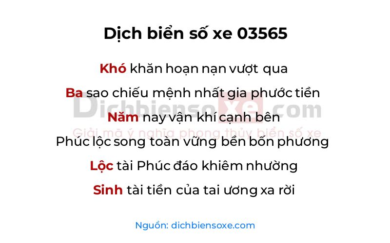 Dịch thơ biển số 03565