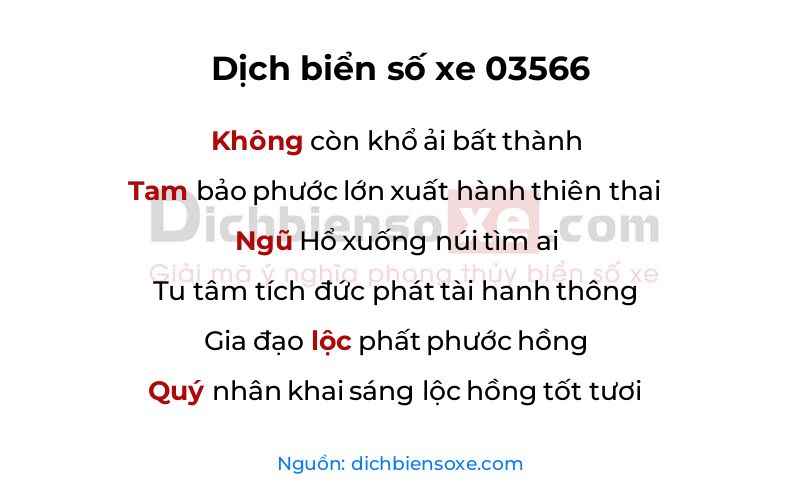 Dịch thơ biển số 03566