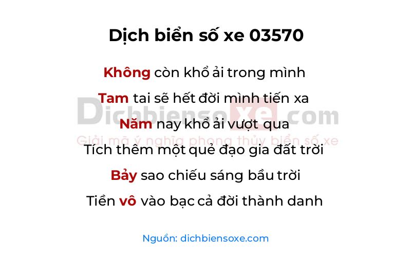 Dịch thơ biển số 03570