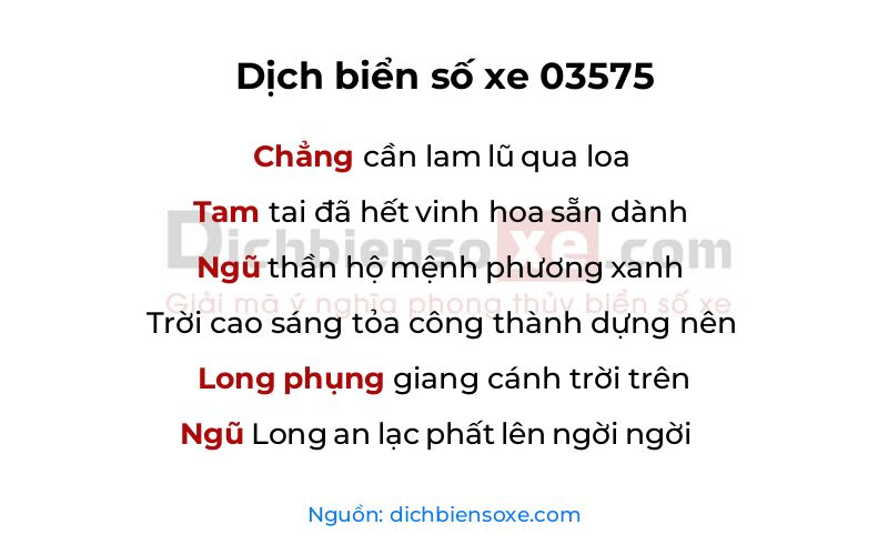 Dịch thơ biển số 03575