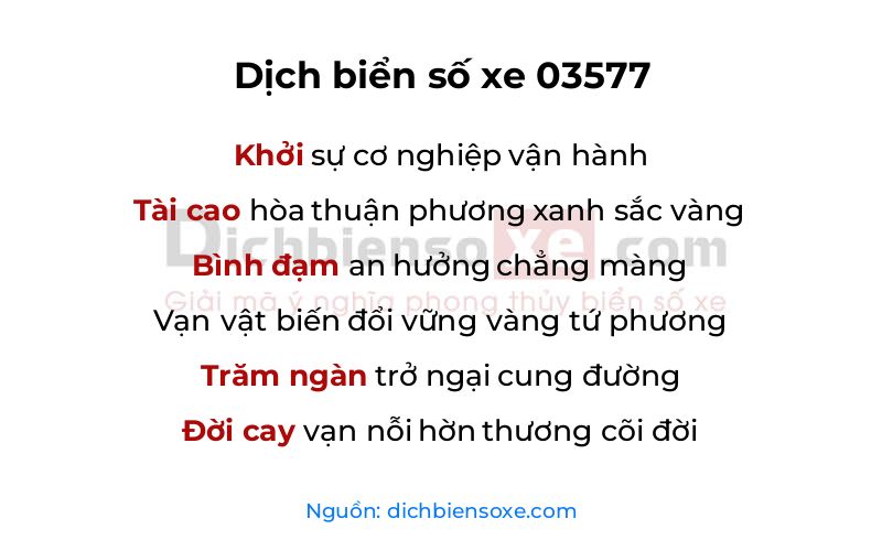 Dịch thơ biển số 03577