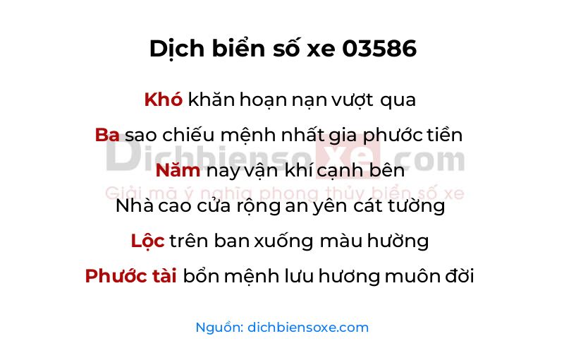 Dịch thơ biển số 03586