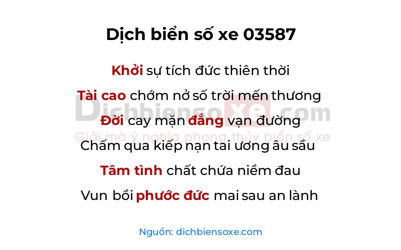 Dịch thơ biển số 03587