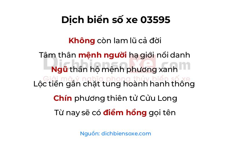 Dịch thơ biển số 03595