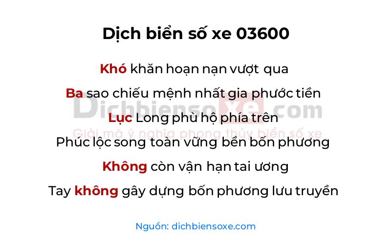 Dịch thơ biển số 03600