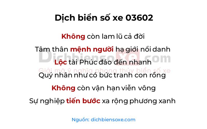 Dịch thơ biển số 03602