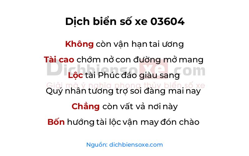 Dịch thơ biển số 03604