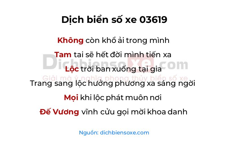 Dịch thơ biển số 03619