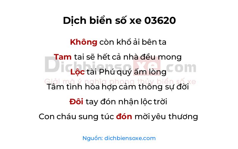 Dịch thơ biển số 03620