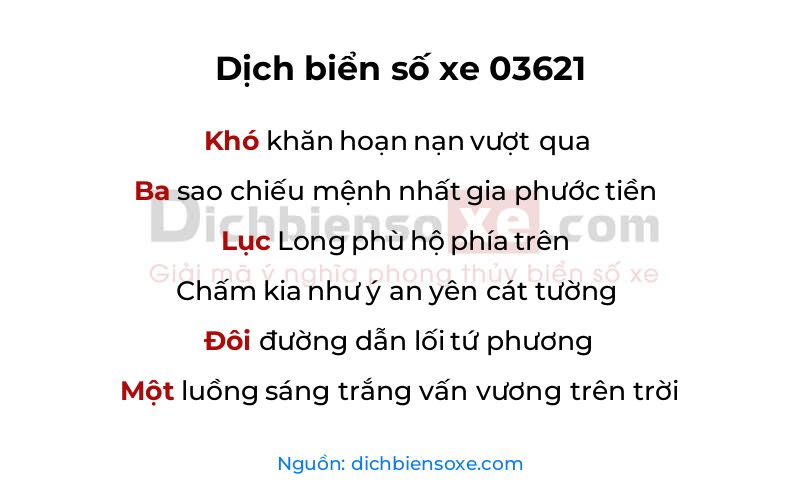 Dịch thơ biển số 03621