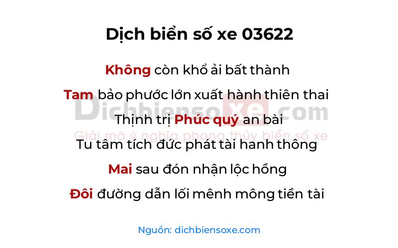 Dịch thơ biển số 03622