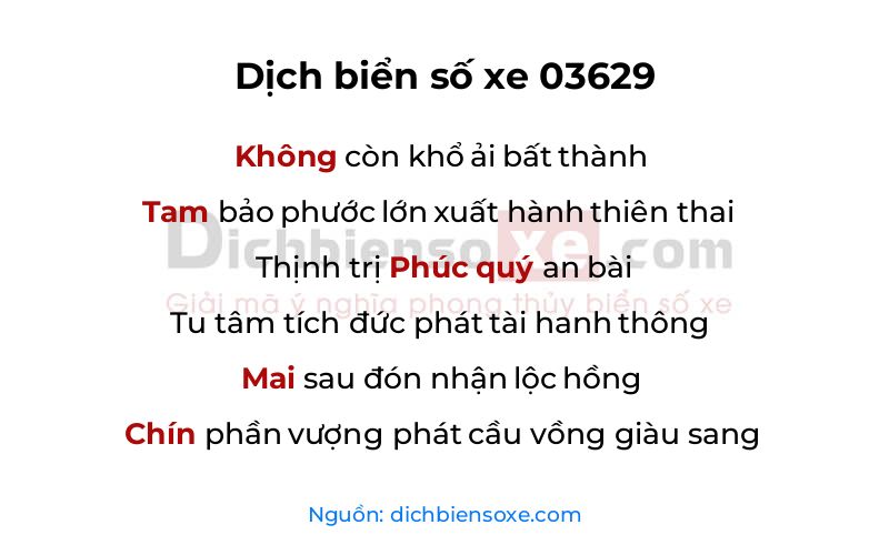Dịch thơ biển số 03629