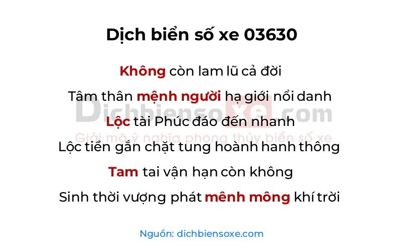 Dịch thơ biển số 03630