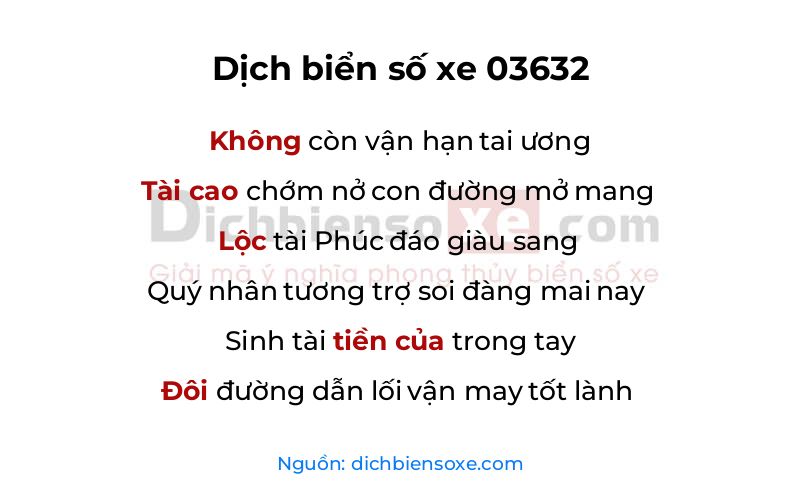 Dịch thơ biển số 03632