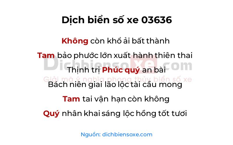 Dịch thơ biển số 03636