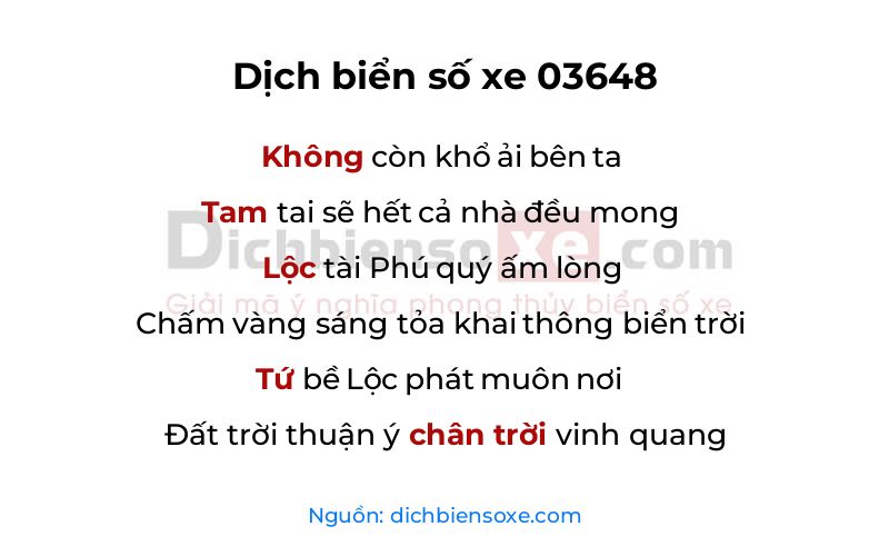 Dịch thơ biển số 03648