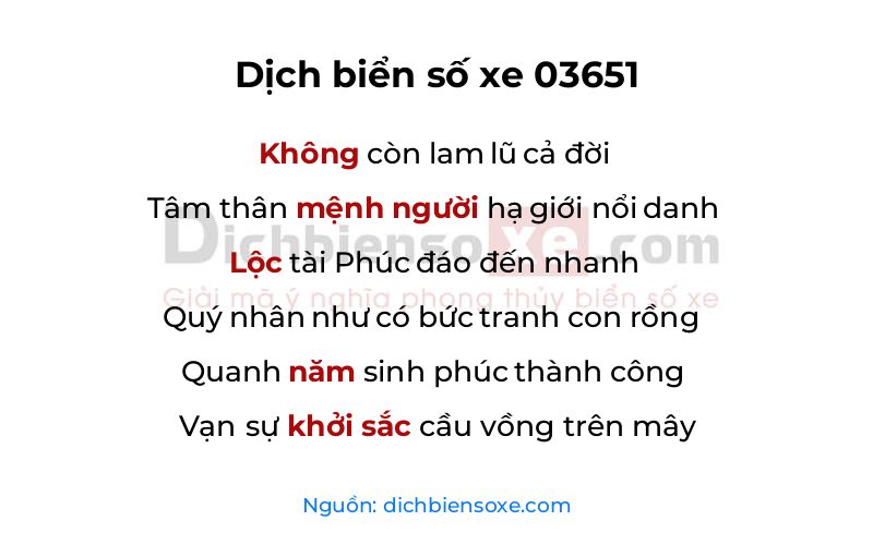 Dịch thơ biển số 03651