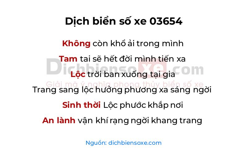 Dịch thơ biển số 03654